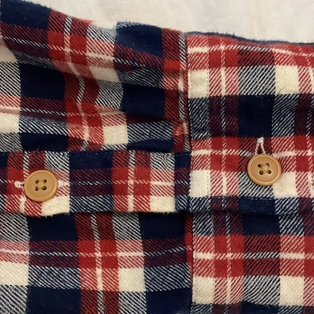 J. Crew Mercantile Tartan Plaid Flannel Button Up Shirt Mens Size XLT Tall Red